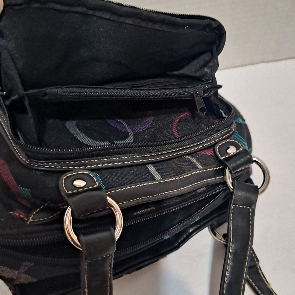 Stylish Black Abstract Patterned Shoulder Bag Pur… - image 6